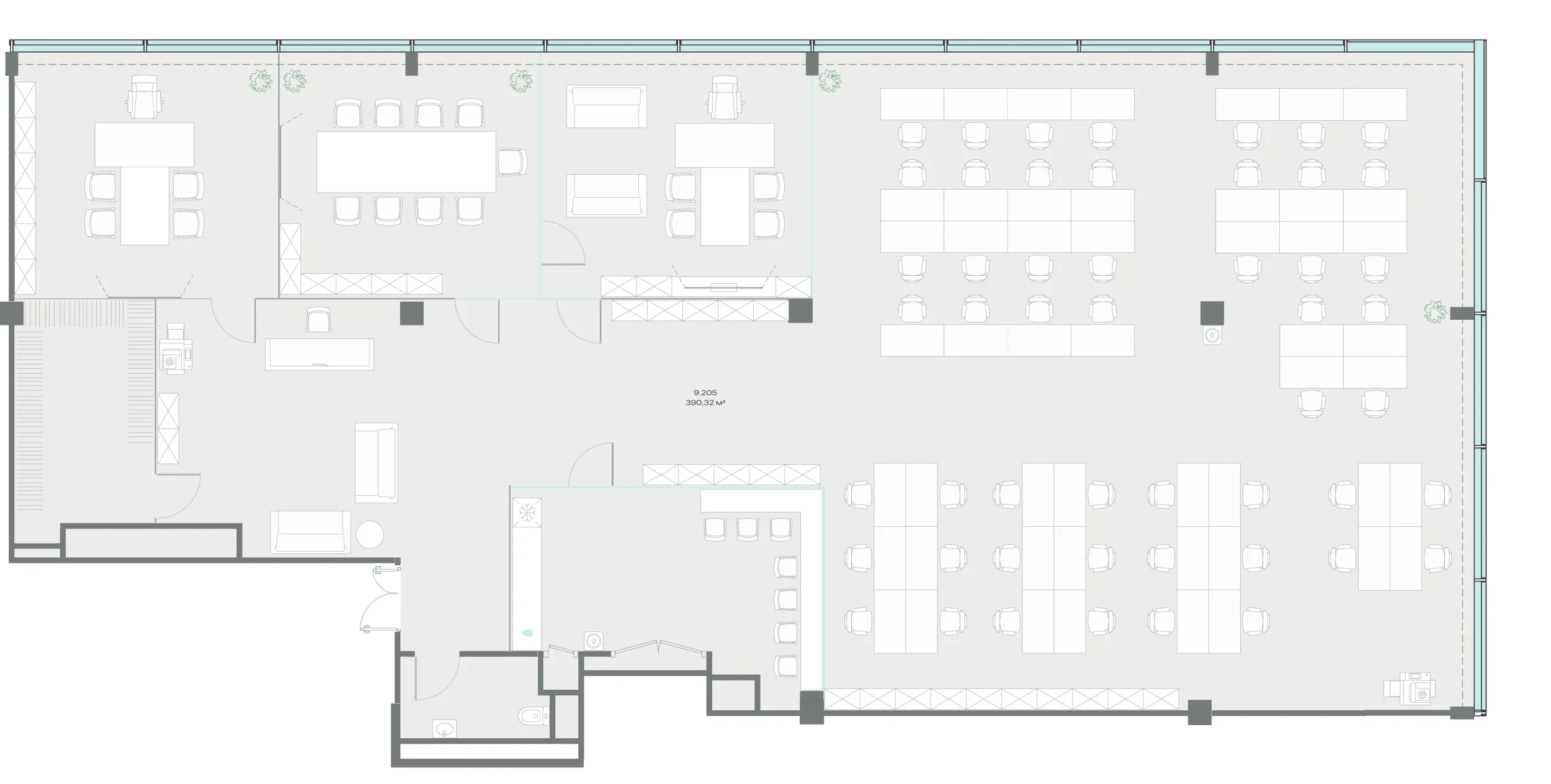 Офис 390.32 м² — планировка