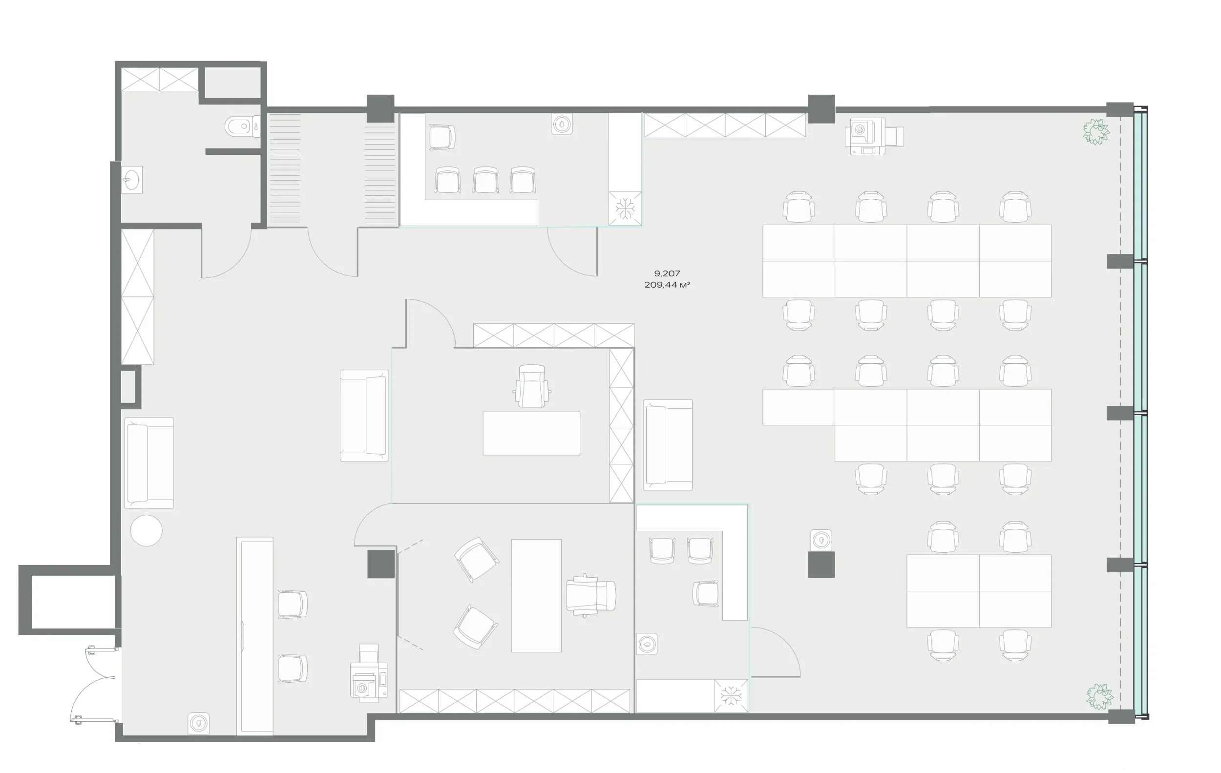 Офис 209.44 м² — планировка