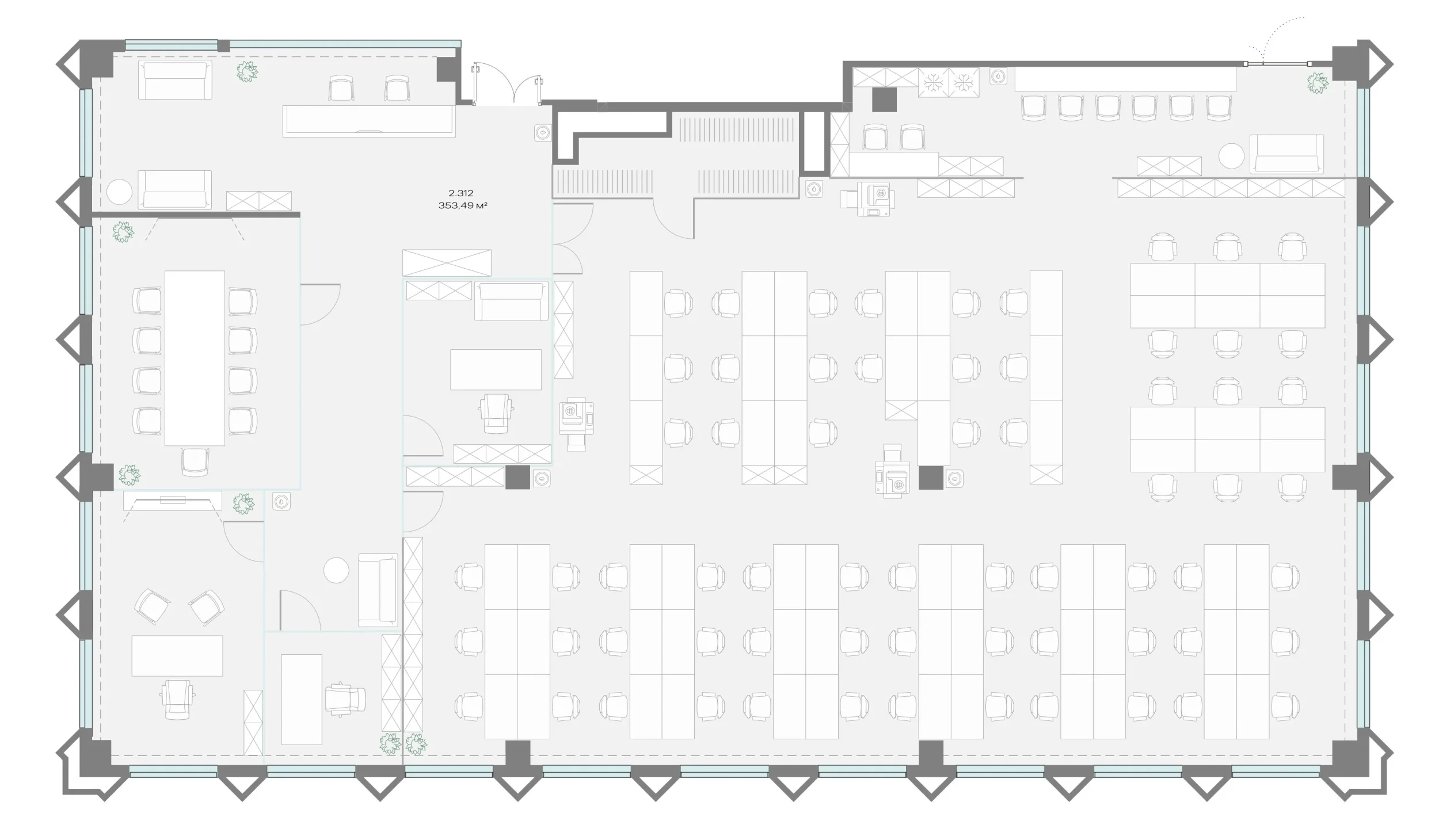 Офис 353.49 м² — планировка