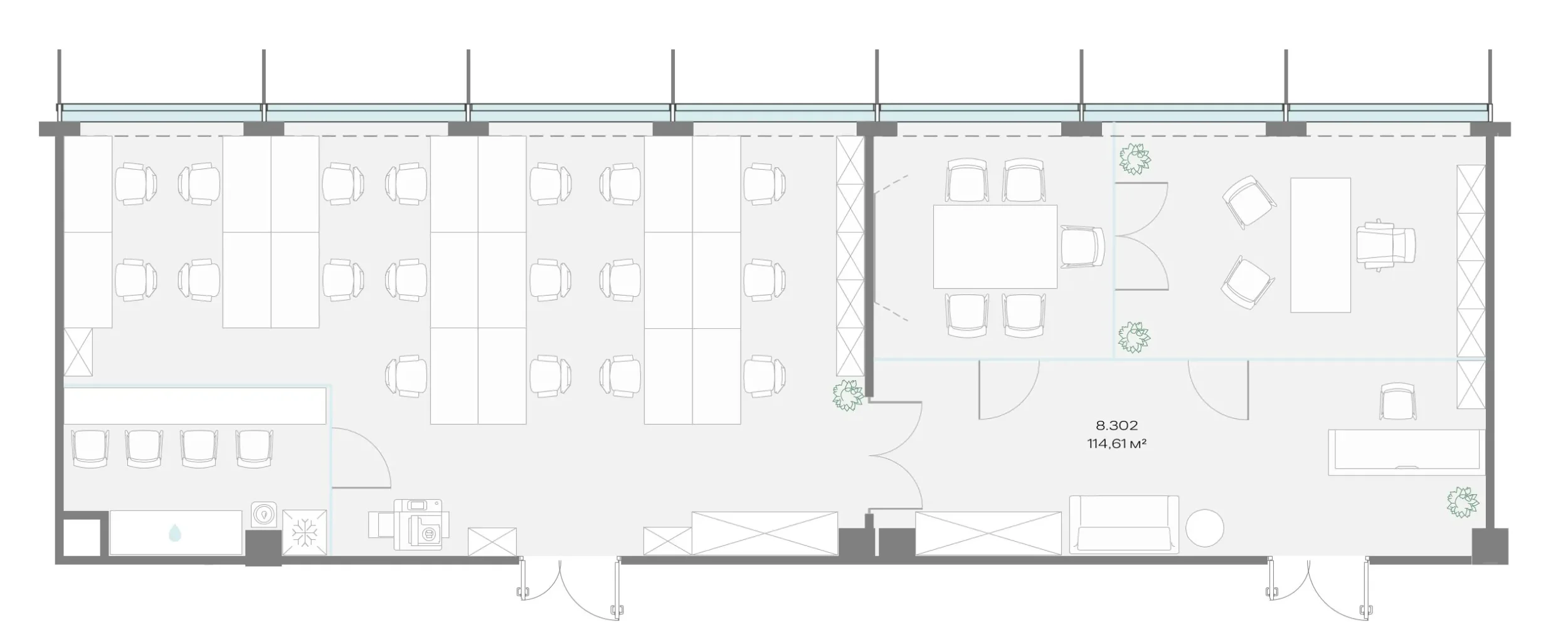 Офис 114.23 м² — планировка