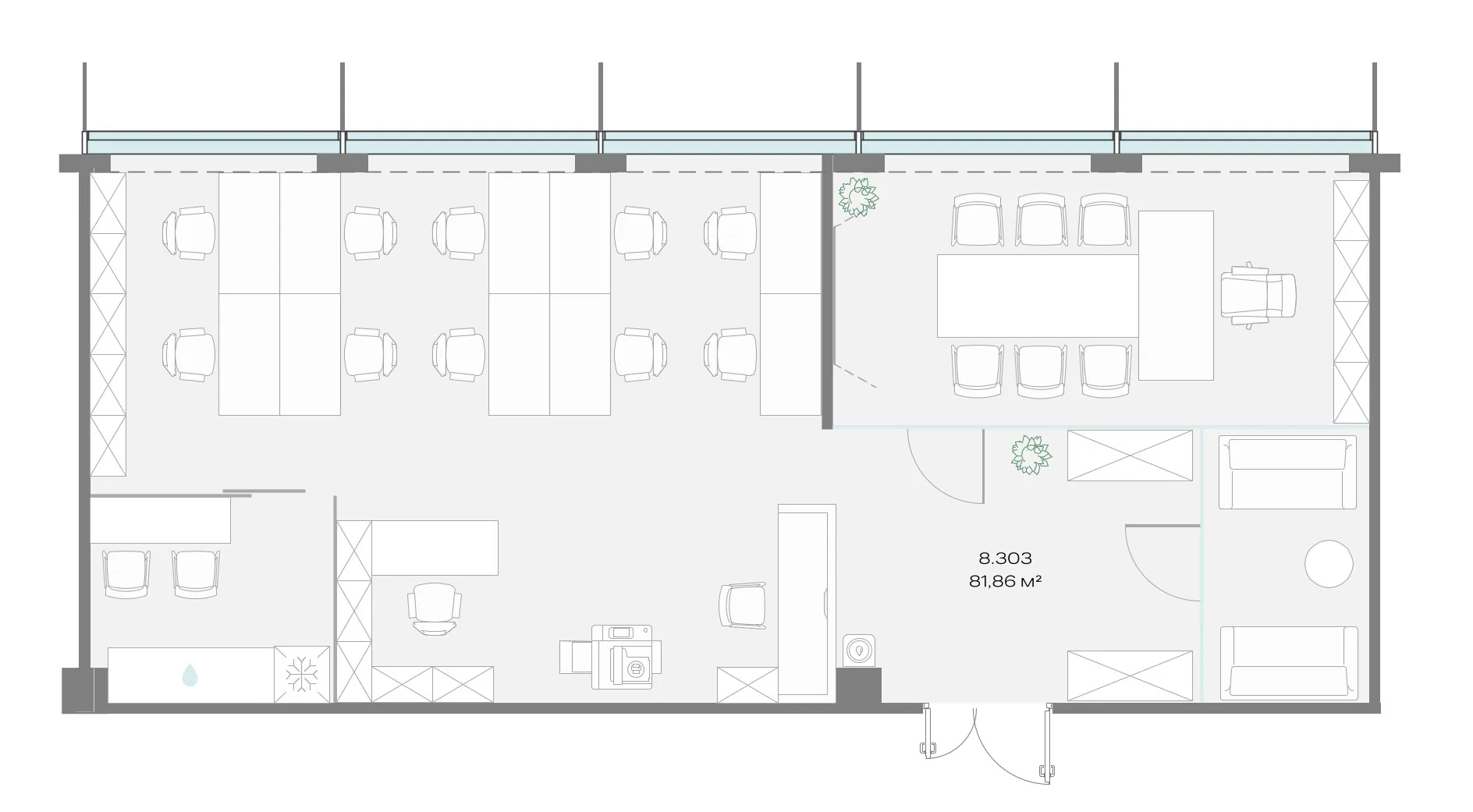 Офис 81.86 м² — планировка