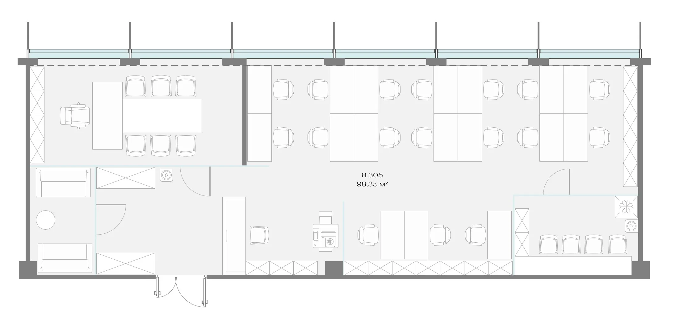 Офис 98.35 м² — планировка