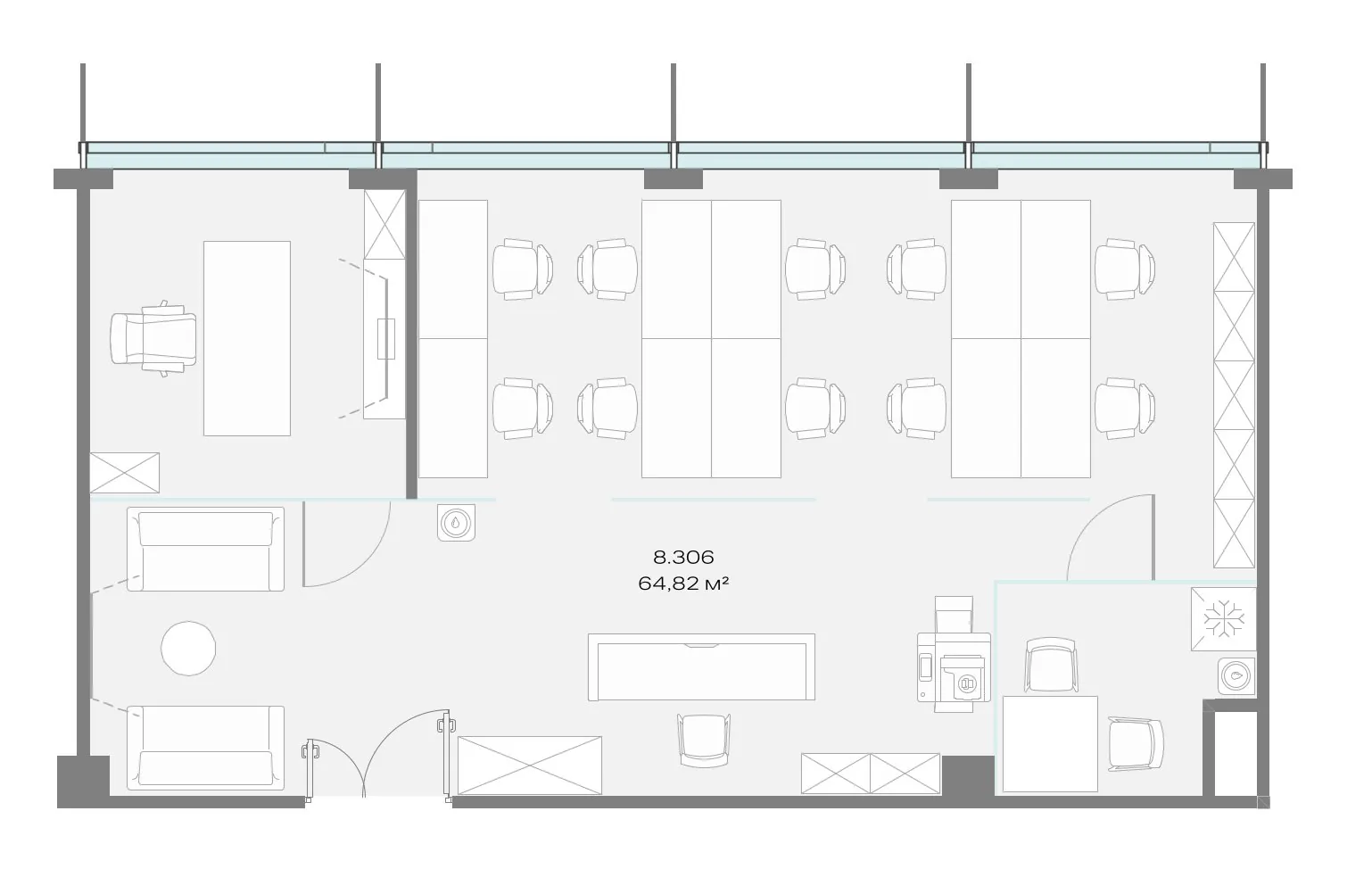 Офис 64.82 м² — планировка