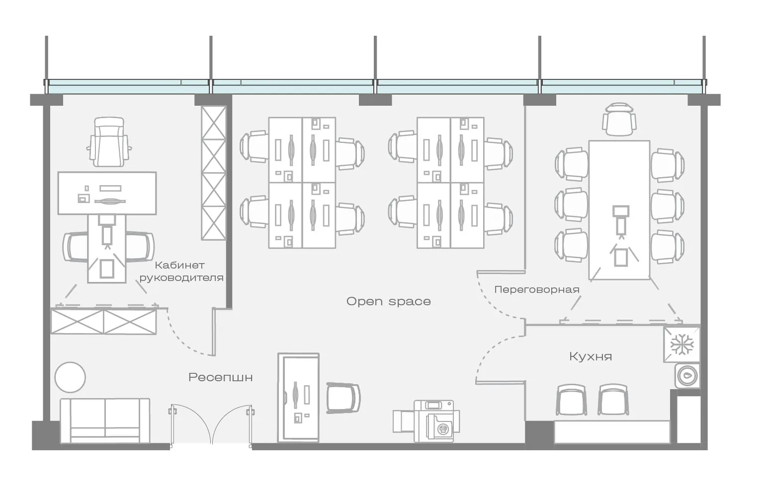 Офис 64.82 м² — планировка