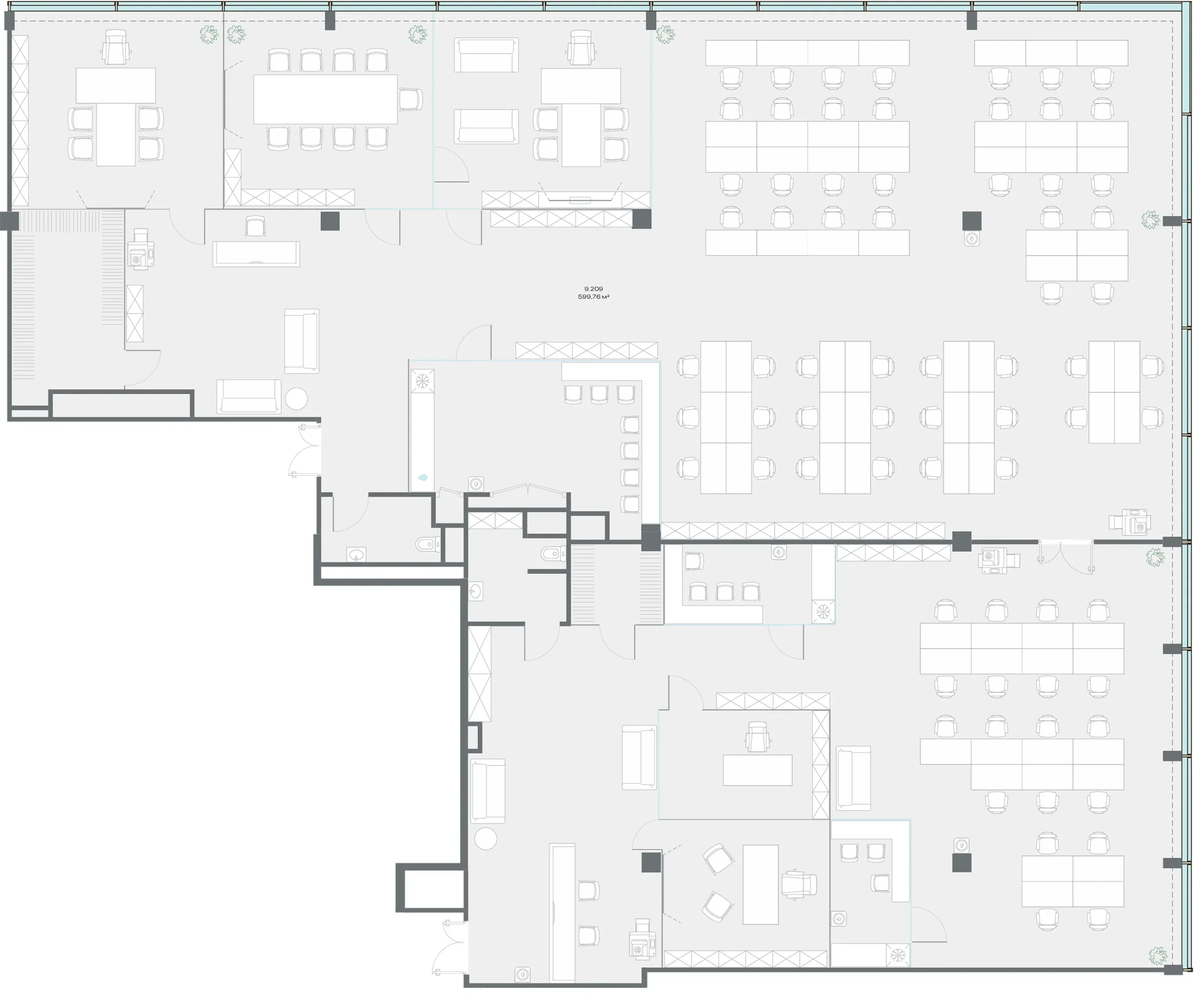 Офис 599.76 м² — планировка