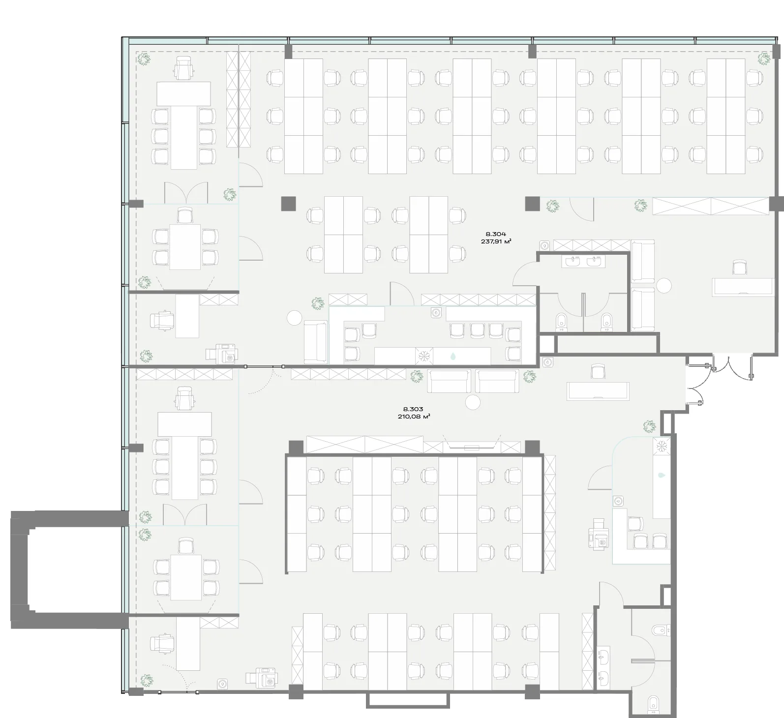Офис 447.99 м² — планировка