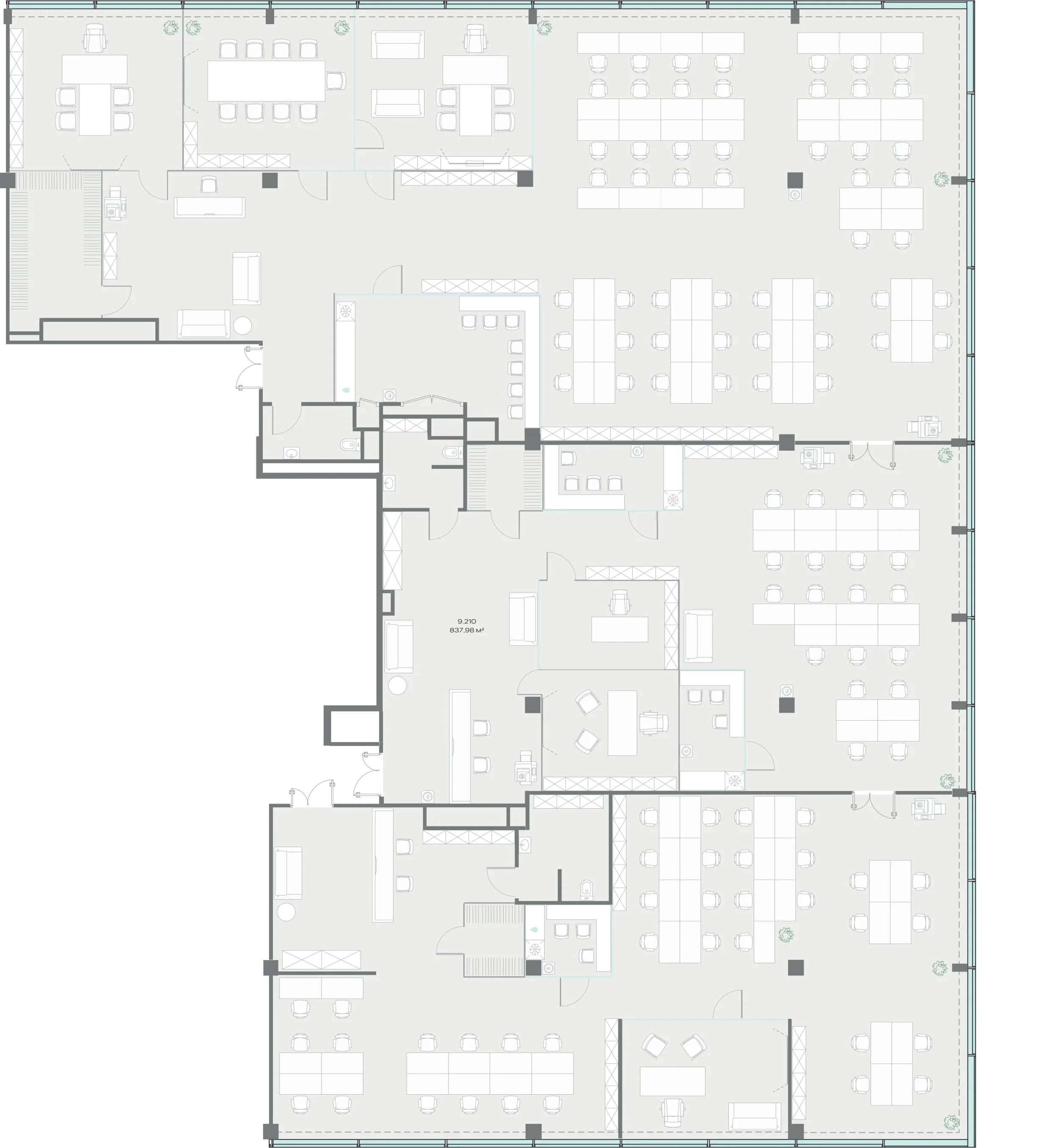 Офис 837.98 м² — планировка