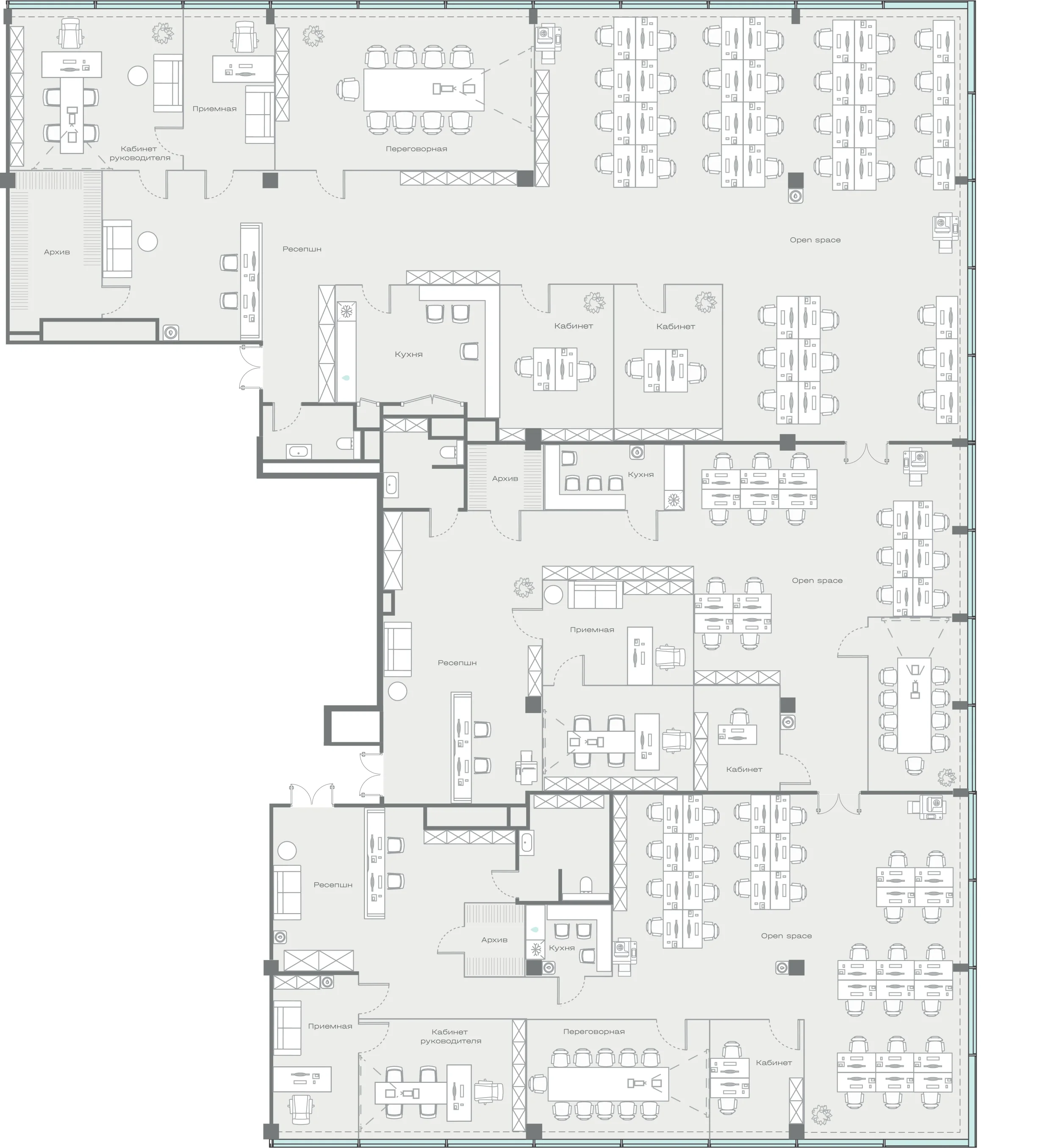 Офис 836.51 м² — планировка