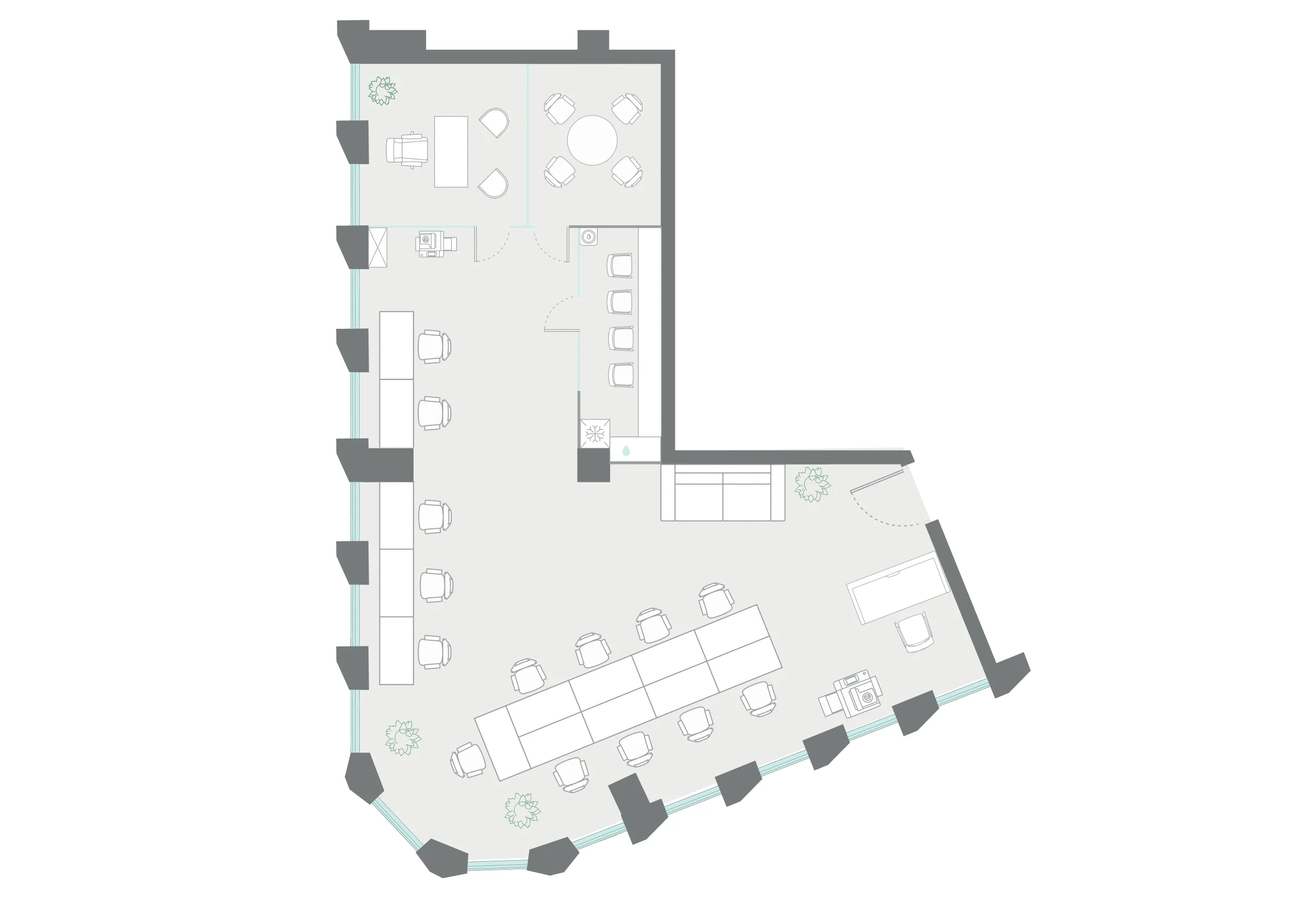 Офис 121.4 м² — планировка