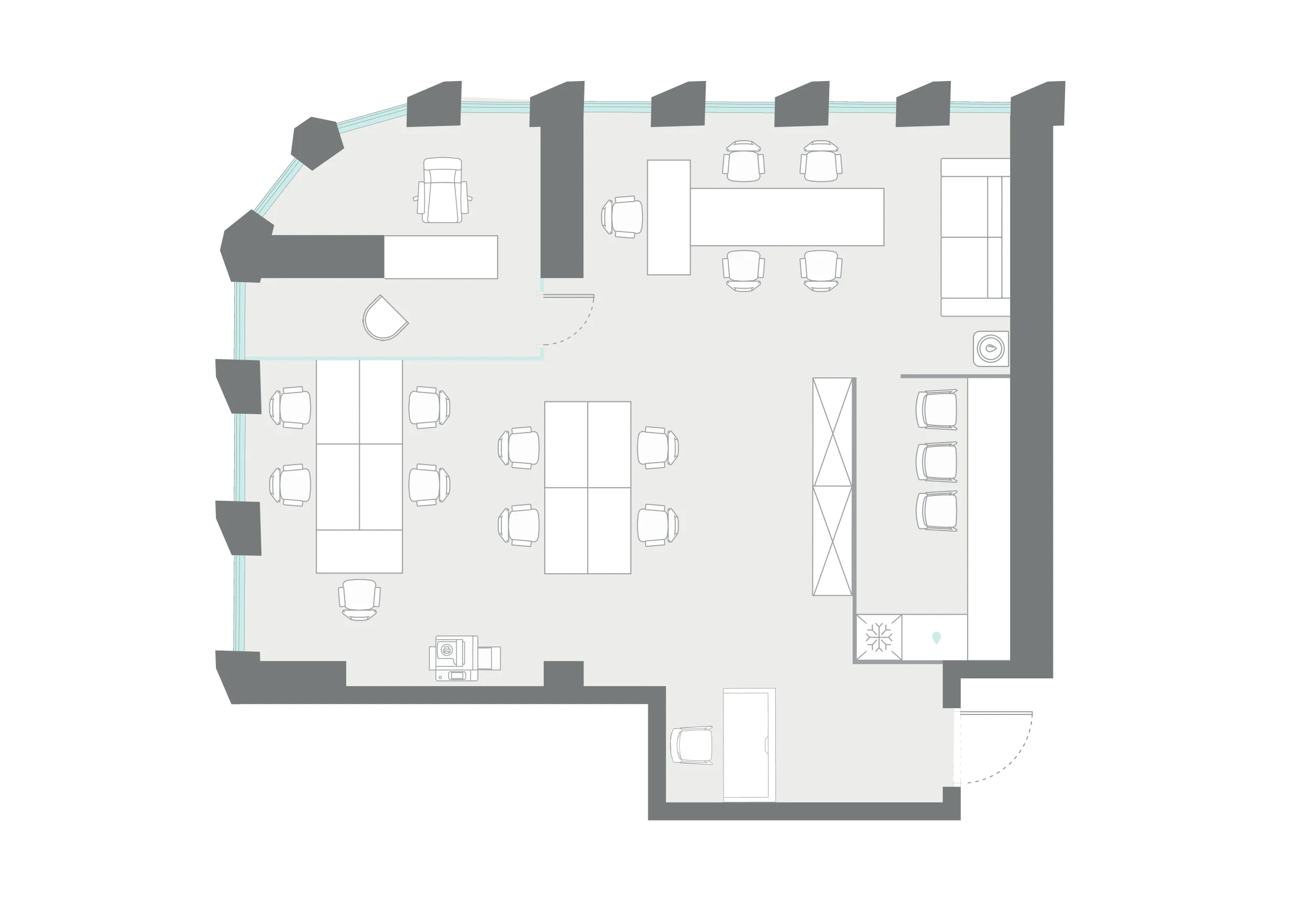 Офис 98.7 м² — планировка