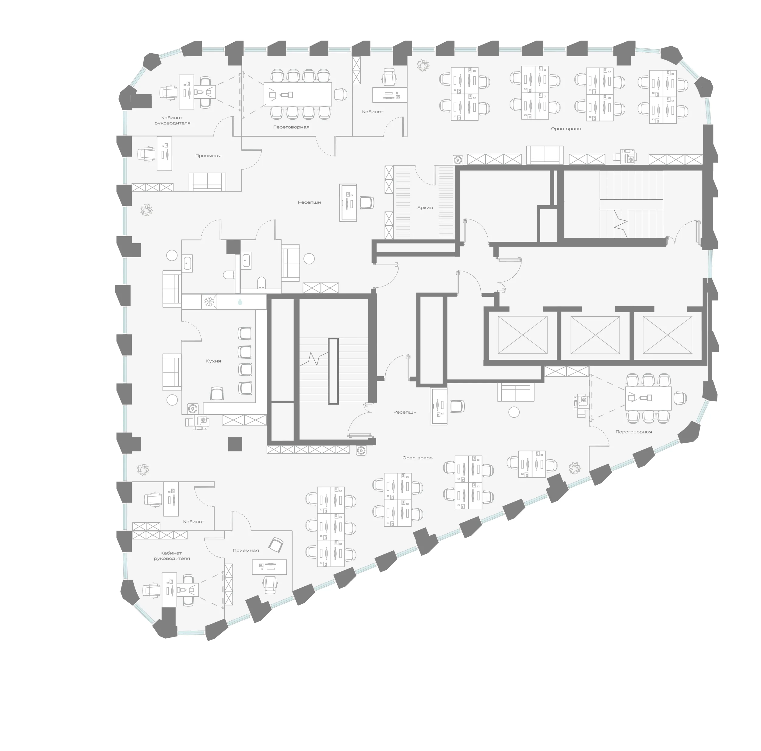 Офис 1036.2 м² — планировка
